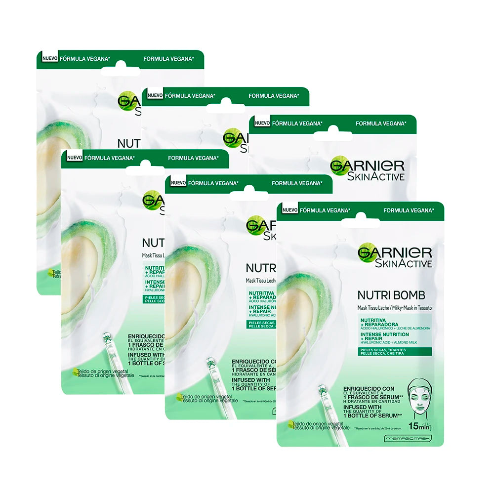 Garnier Mascarilla Facial Nutritiva con Leche de Almendras y Ácido Hialurónico