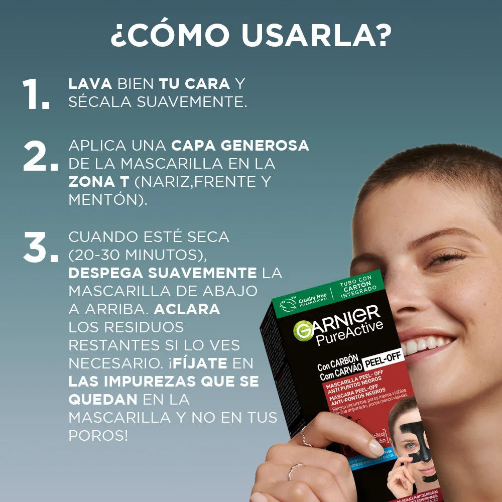 Garnier Mascarilla Peel-Off Anti Puntos Negros 3 x 50 ml