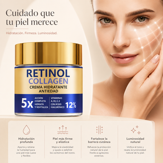 Crema Facial Reafirmante con Retinol, Colágeno y Ácido Hialurónico