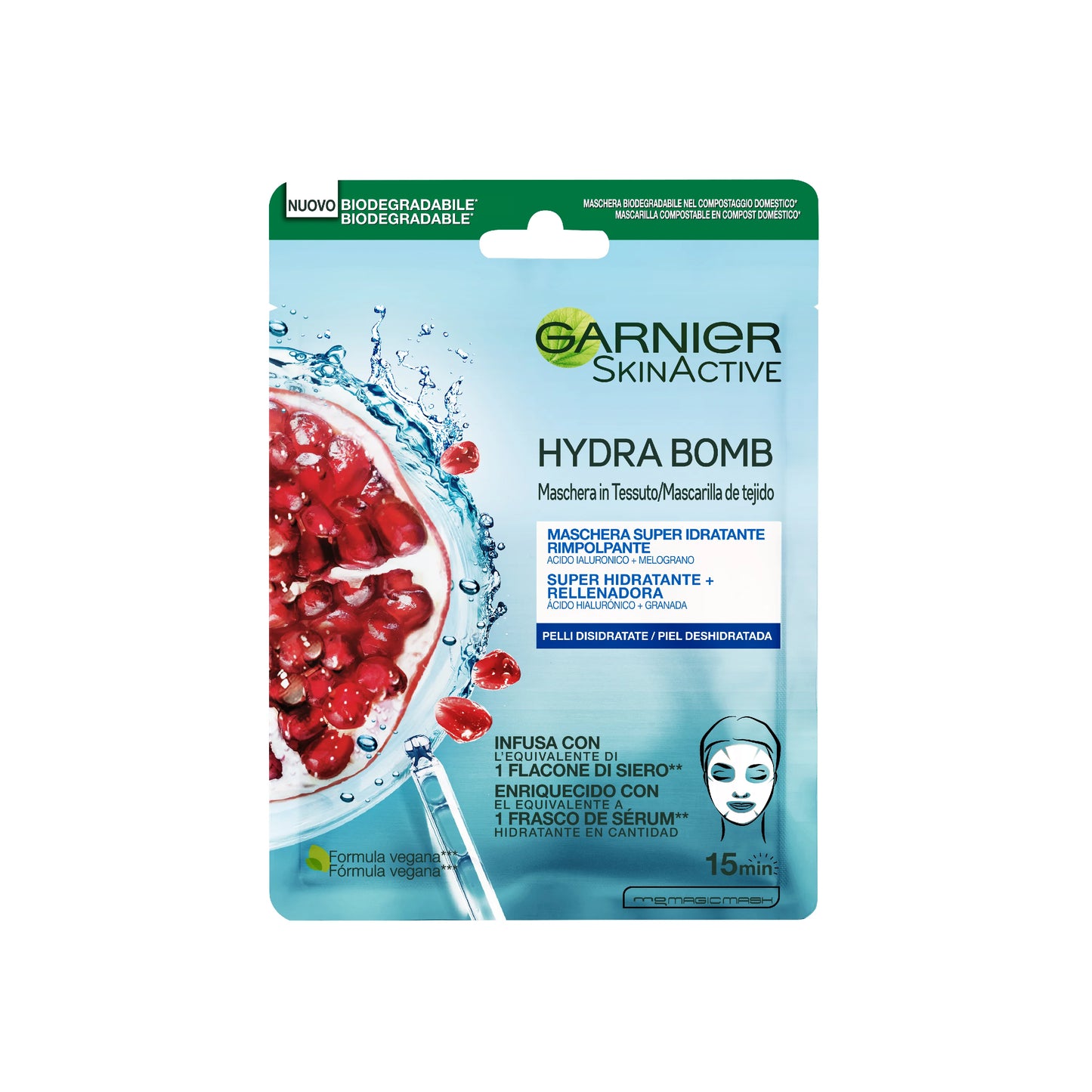 Garnier Mascarilla Facial Revitalizante con Ácido Hialurónico y Granada