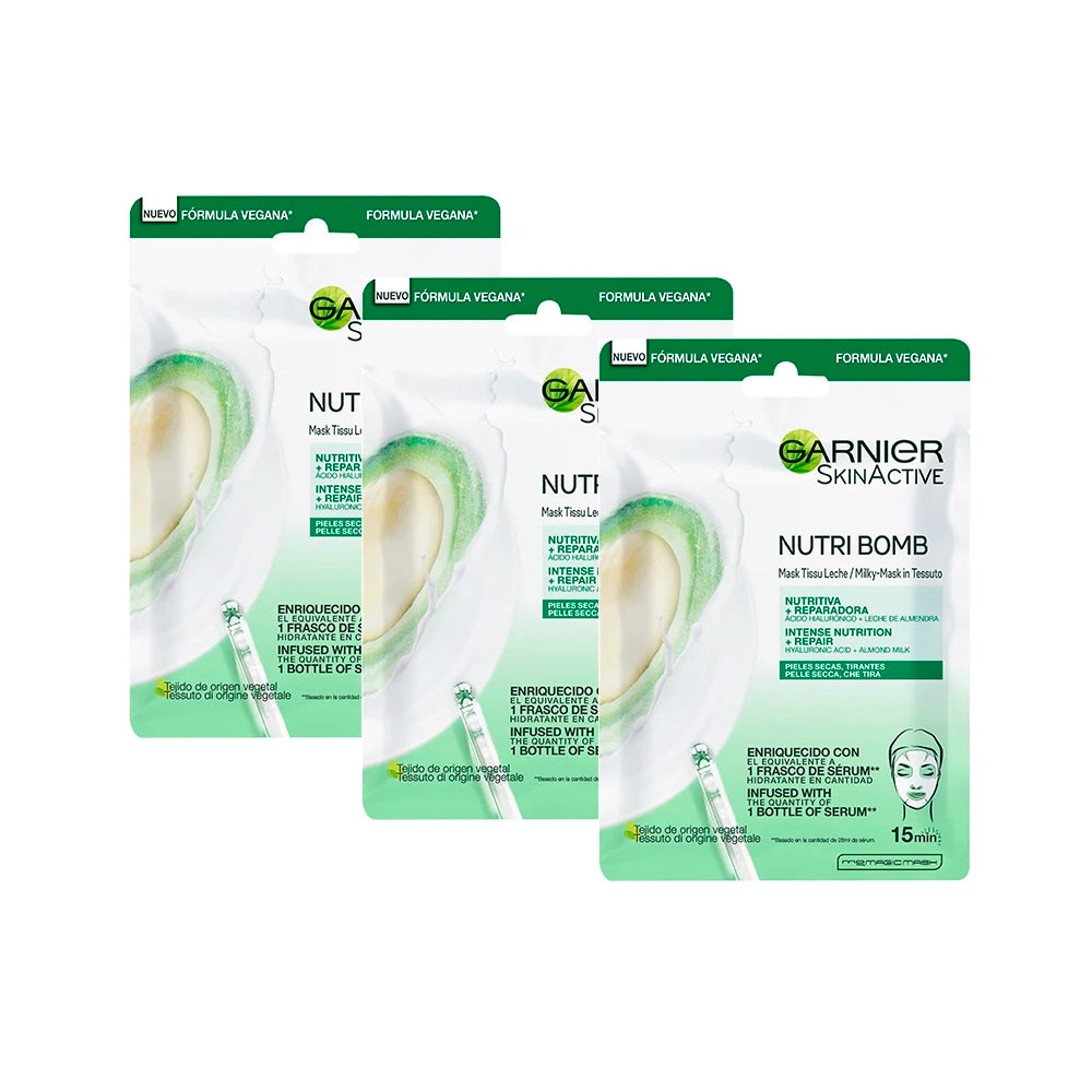 Garnier Mascarilla Facial Nutritiva con Leche de Almendras y Ácido Hialurónico