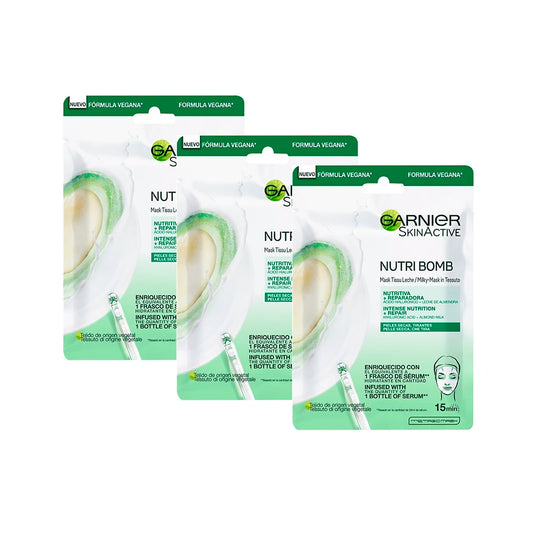 Garnier Mascarilla Facial Nutritiva con Leche de Almendras y Ácido Hialurónico