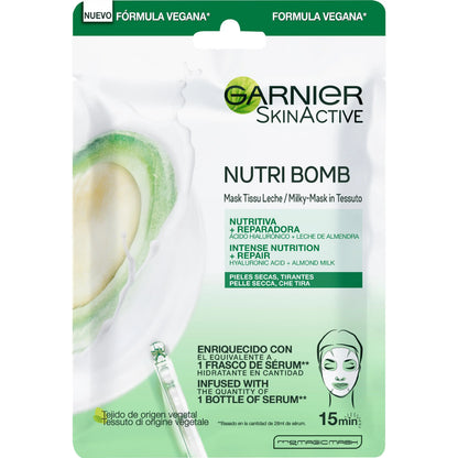 Garnier Mascarilla Facial Nutritiva con Leche de Almendras y Ácido Hialurónico