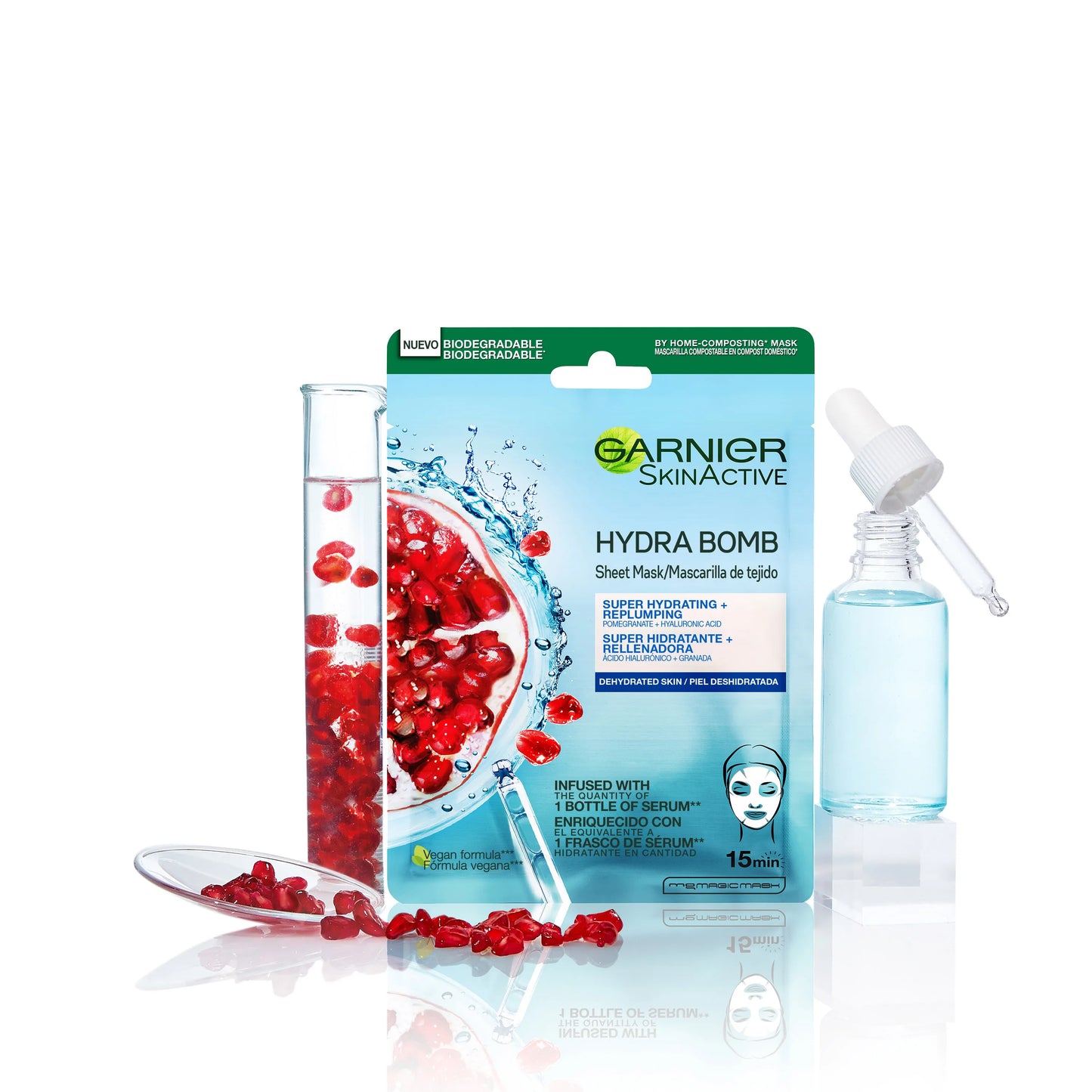 Garnier Mascarilla Facial Revitalizante con Ácido Hialurónico y Granada