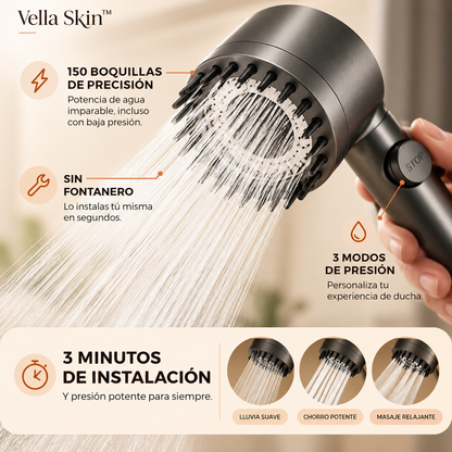 Vella Skin™ Cabezal de Ducha Filtrante para el Cuidado Diario