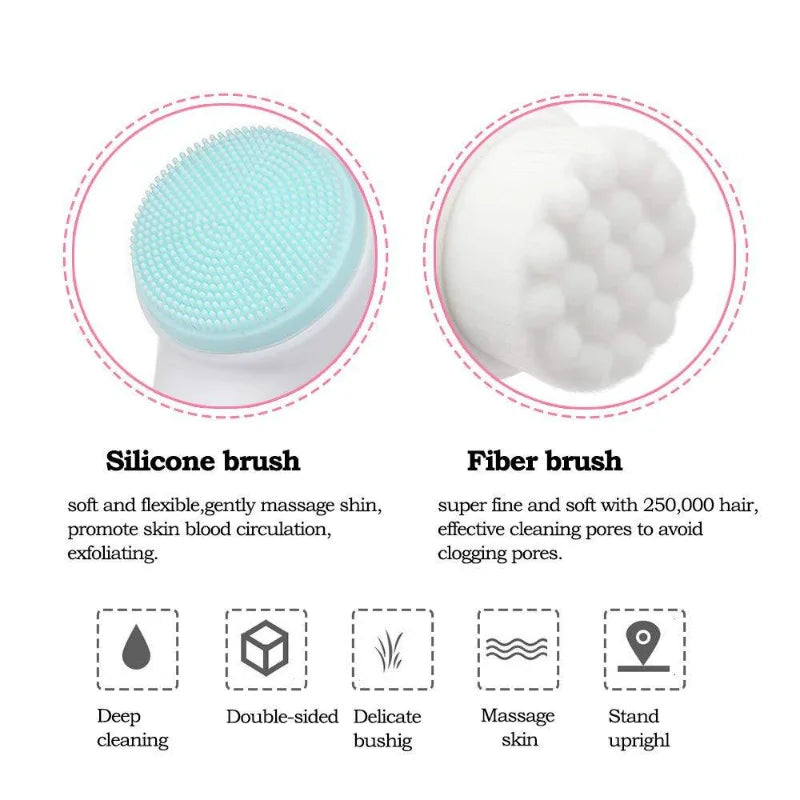 Cepillo Facial de Silicona 3D de Doble Cara