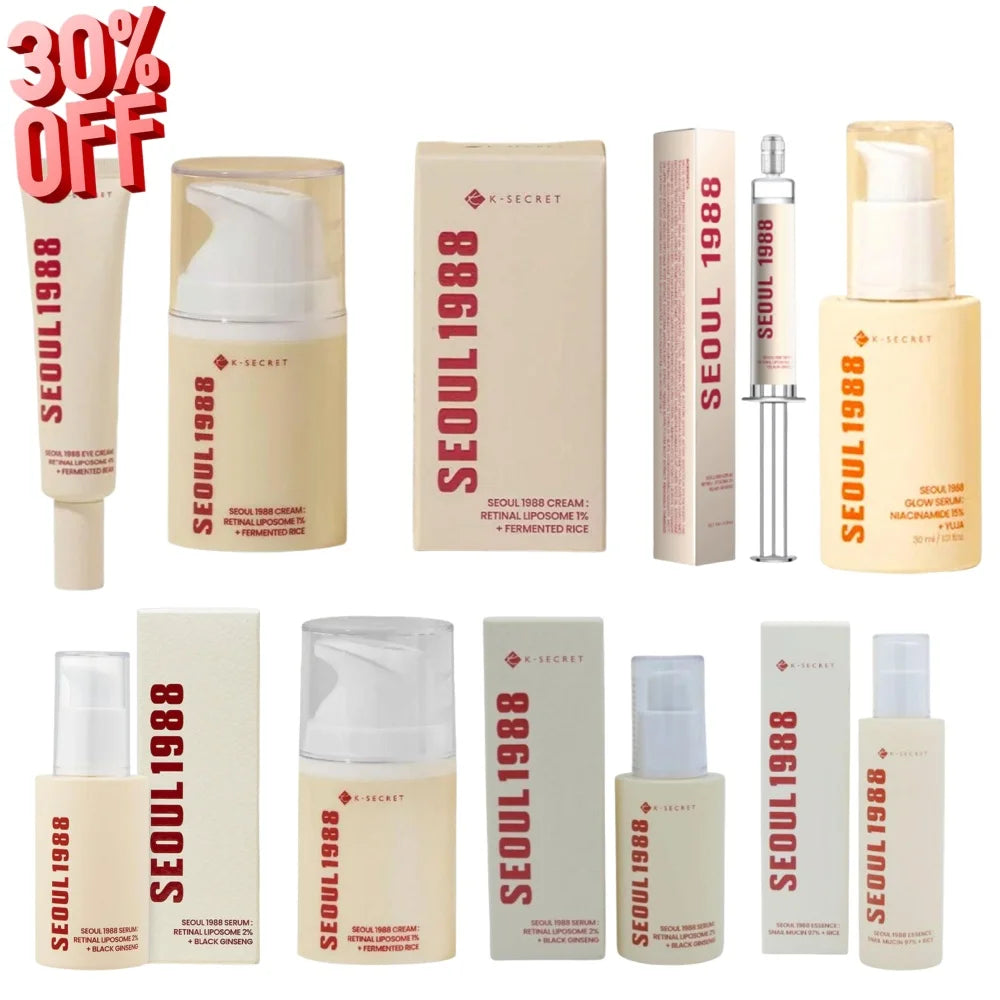 Seoul 1988 Retinol Ginseng Eye Cream & Face Serum Set - Firming Anti-Wrinkle Brightening Moisturizing Korean Skin Care