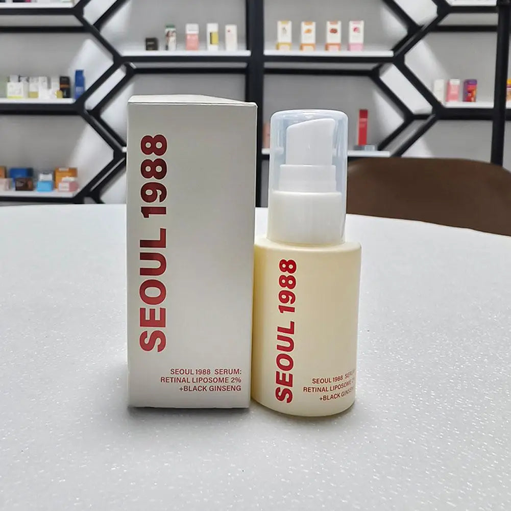 Seoul 1988 Retinol Ginseng Eye Cream & Face Serum Set - Firming Anti-Wrinkle Brightening Moisturizing Korean Skin Care