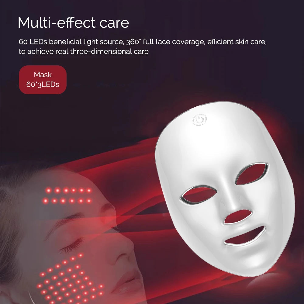 Mascarilla Facial LED de Fototerapia 7 Colores