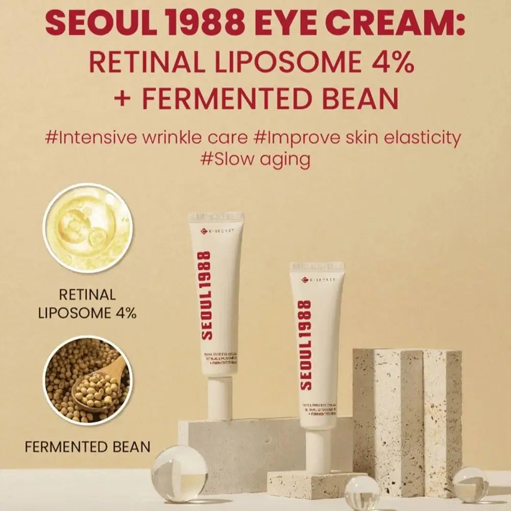 Seoul 1988 Retinol Ginseng Eye Cream & Face Serum Set - Firming Anti-Wrinkle Brightening Moisturizing Korean Skin Care