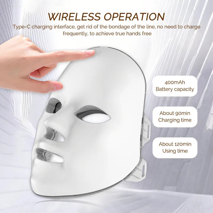 Mascarilla Facial LED de Fototerapia 7 Colores